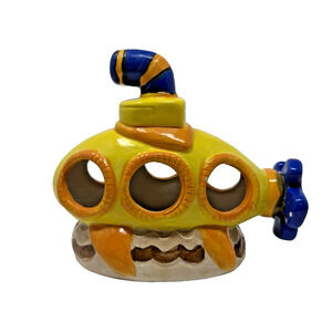 Vintage Yellow Submarine Ceramic Aquarium Fish Tank Beatles Inspo Decor
